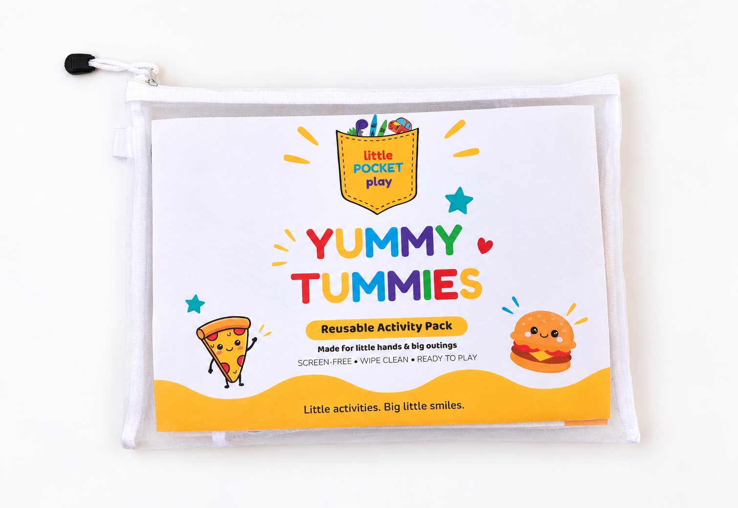 The complete Yummy Tummies pouch zipped up and ready to carry